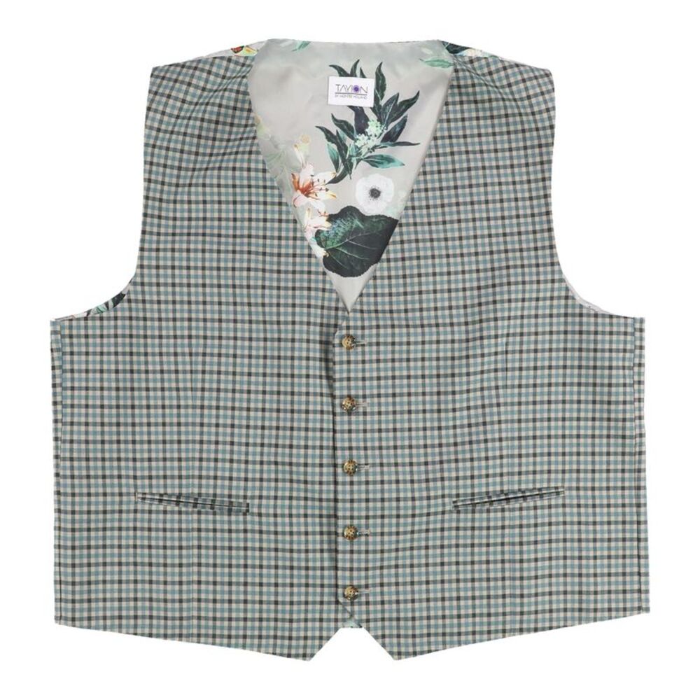 Tayion Collection Mens Plaid Five Button Vest, NWT